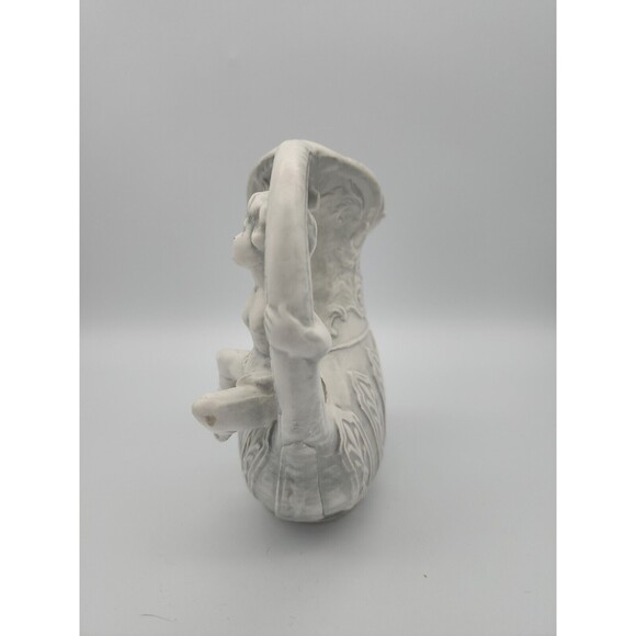 VTG Chase Japan Grey Pitcher Embossed Angel Cherub Planter Vase Victorian - Picture 2 of 12